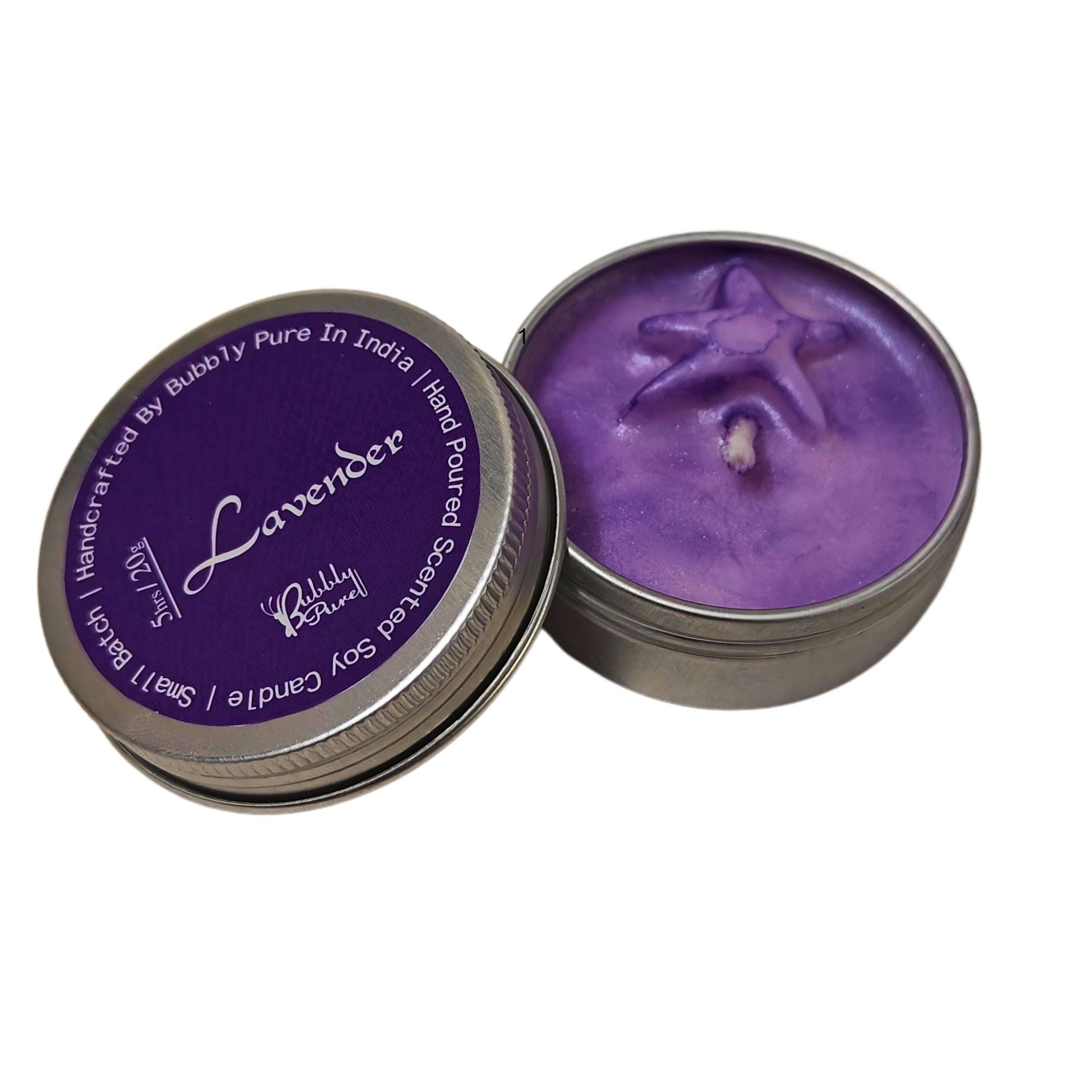 front view of Aluminum Tea Candle with lavender scent