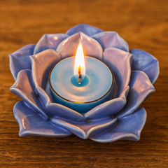 front view of Ceramic Lotus Candle
