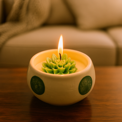 front view of Ceramic Soy Candle Pot-mint