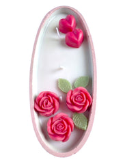 front view of Glow Garden candle rose