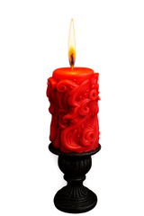 red handcrafted designer pillar candle