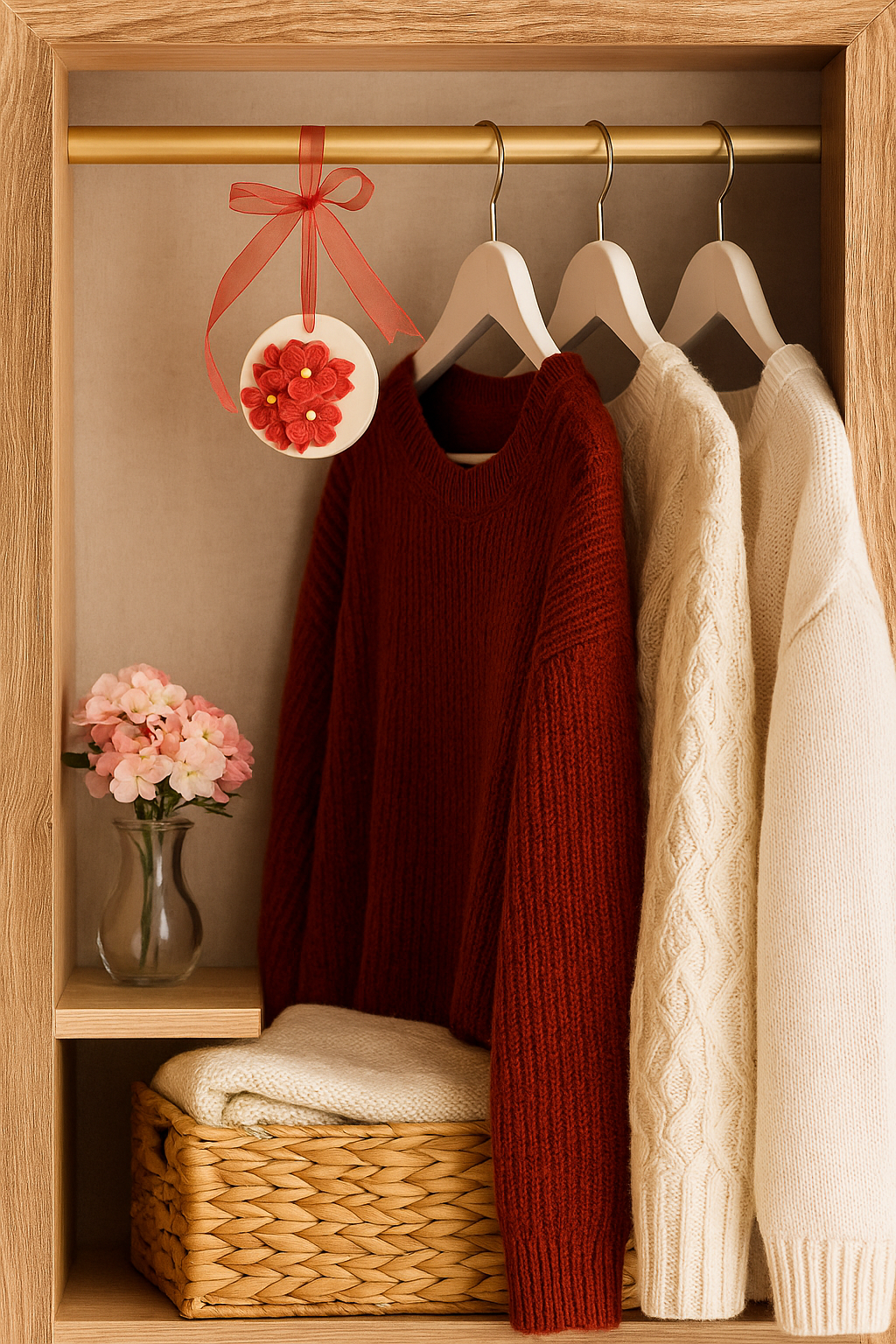 front view of rose Wax Pendent