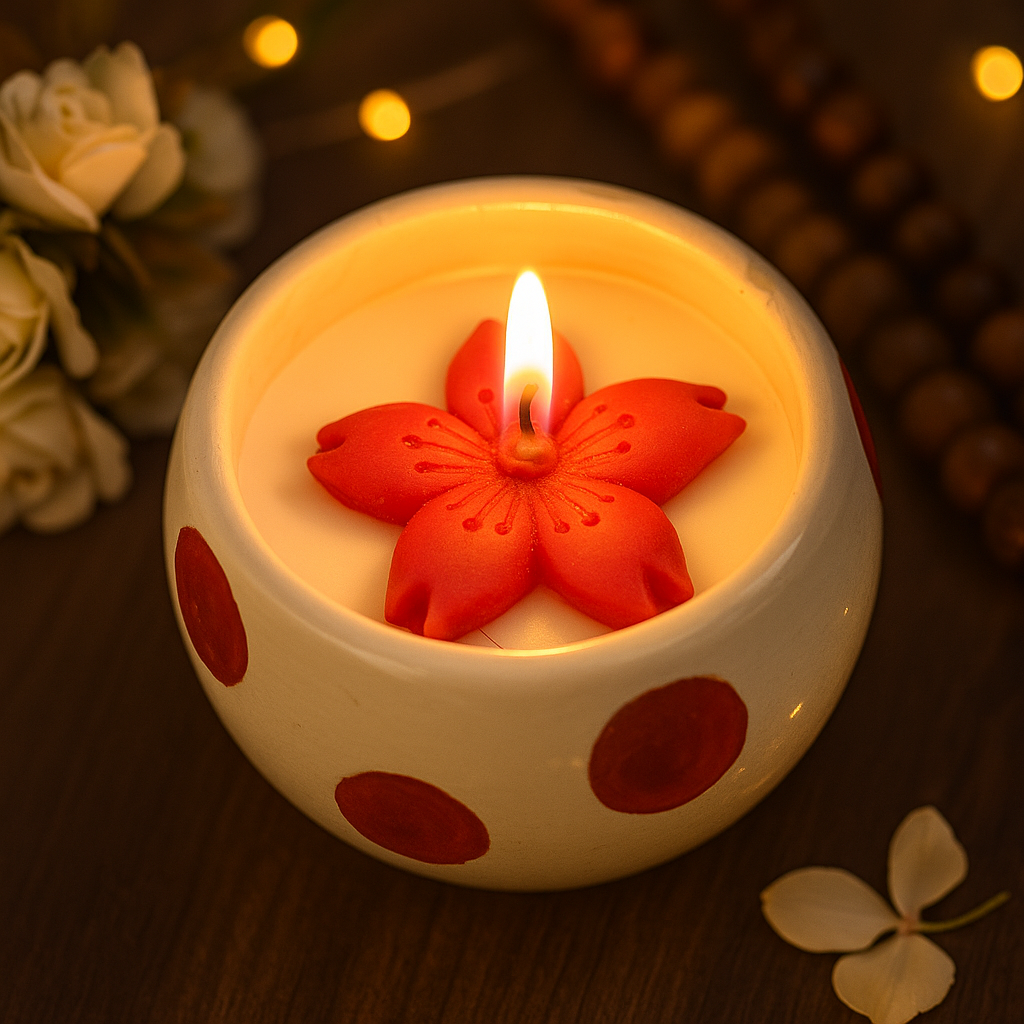 front view of Ceramic Soy Candle Pot-rose