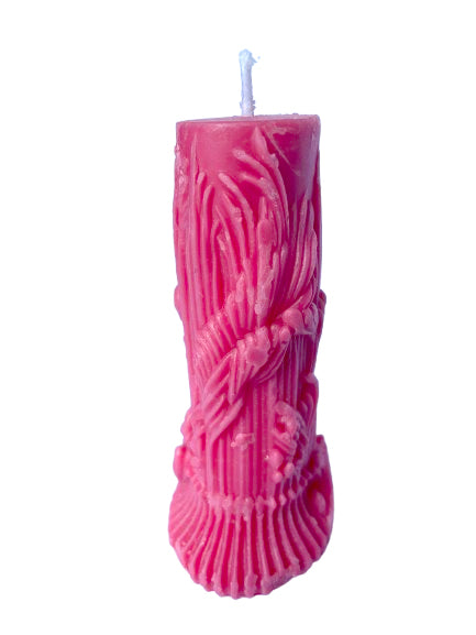 vegan pink Designer Pillar Candle
