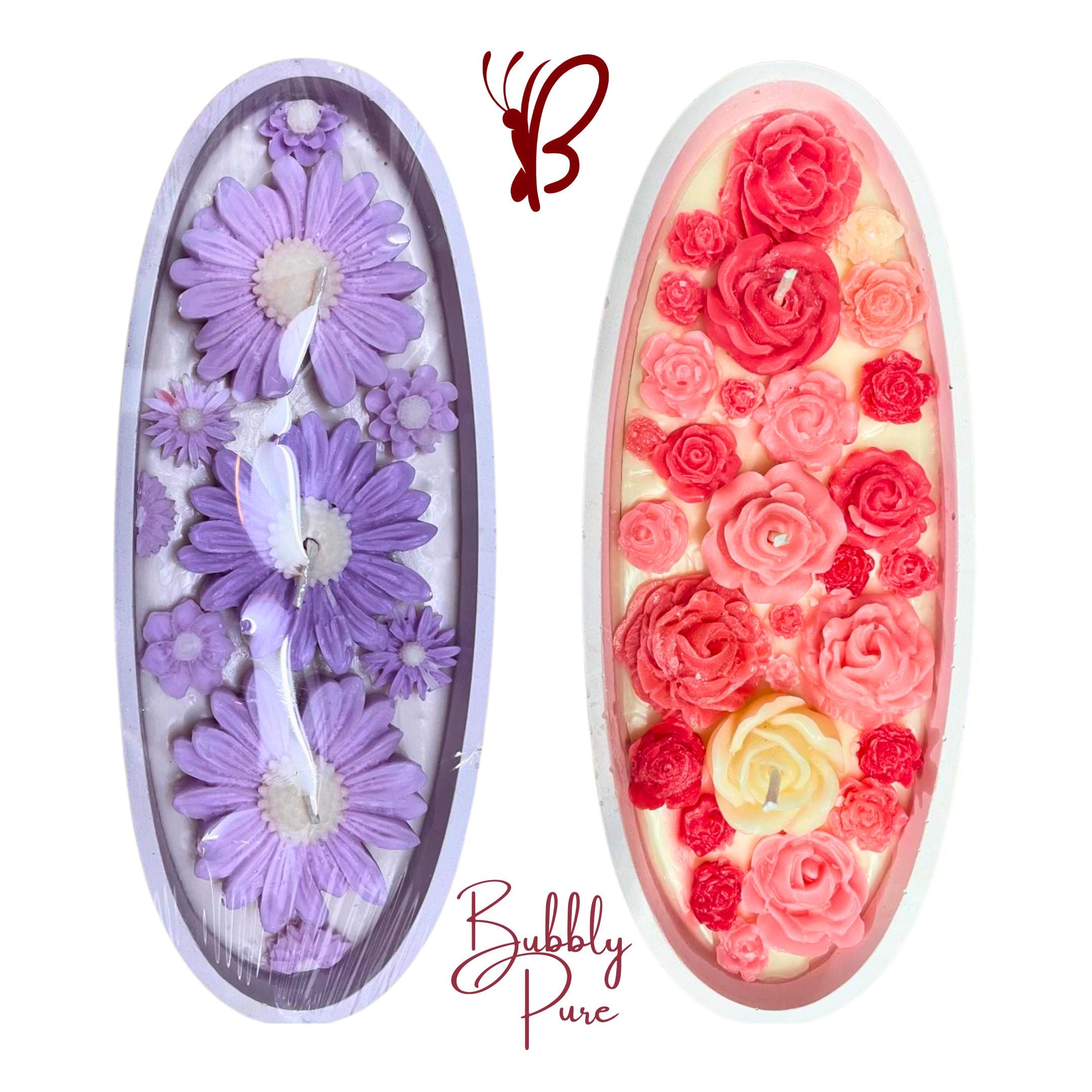 lavender and rose Glow Garden candles 