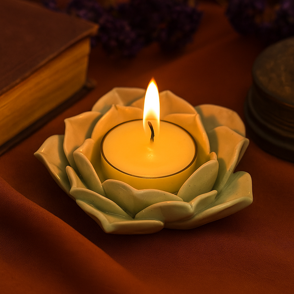 handcrafted Ceramic Lotus Candle India 