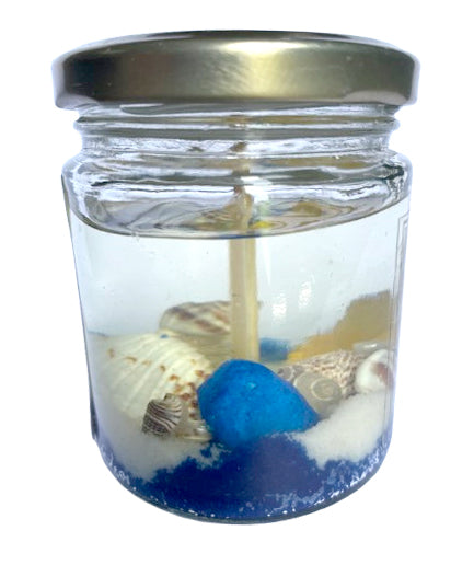 Sea Gel Candles ith beach decor 