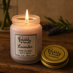 front view of lavender Frost Jar Soy Candles 