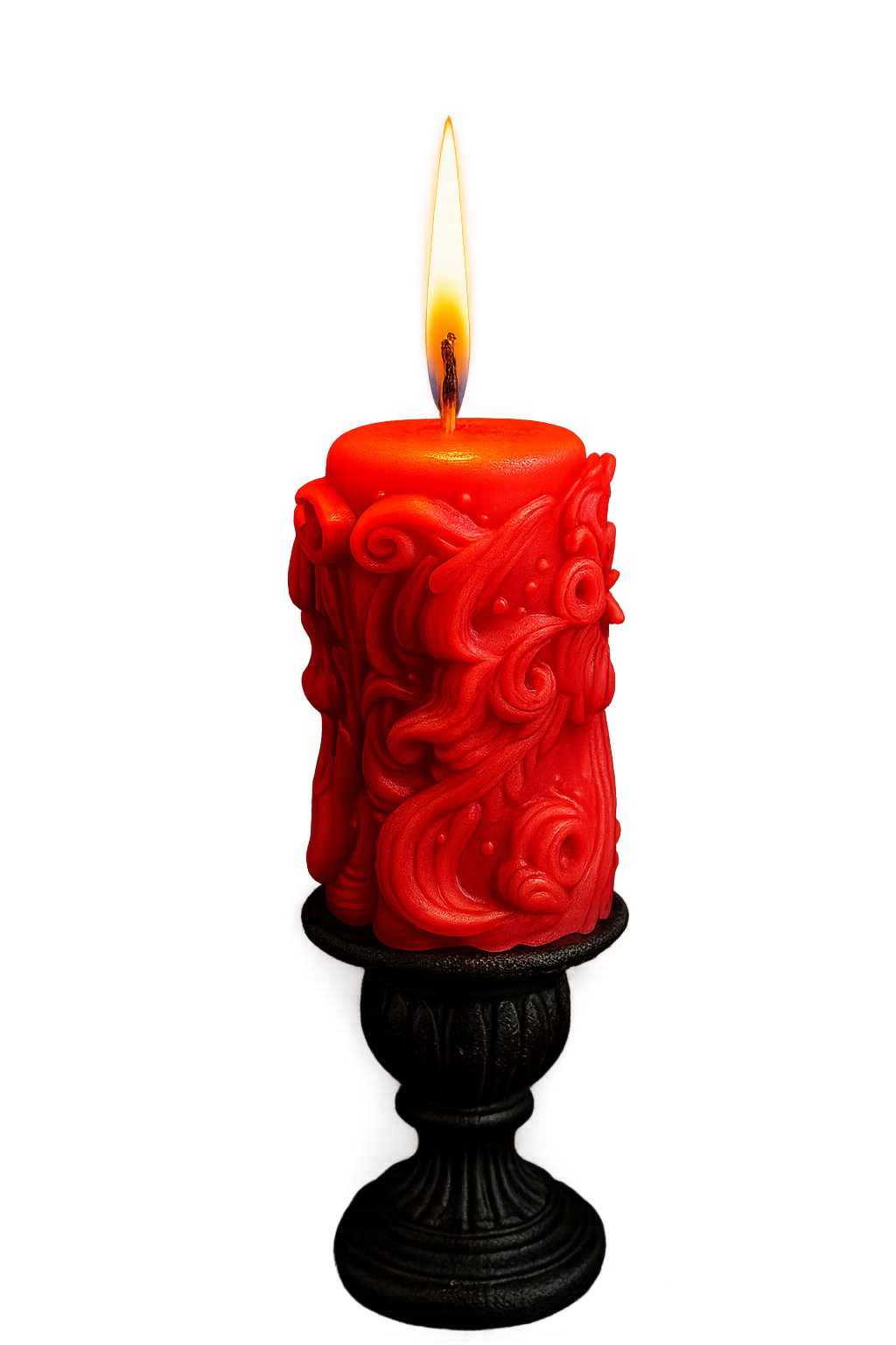 red handcrafted designer pillar candle