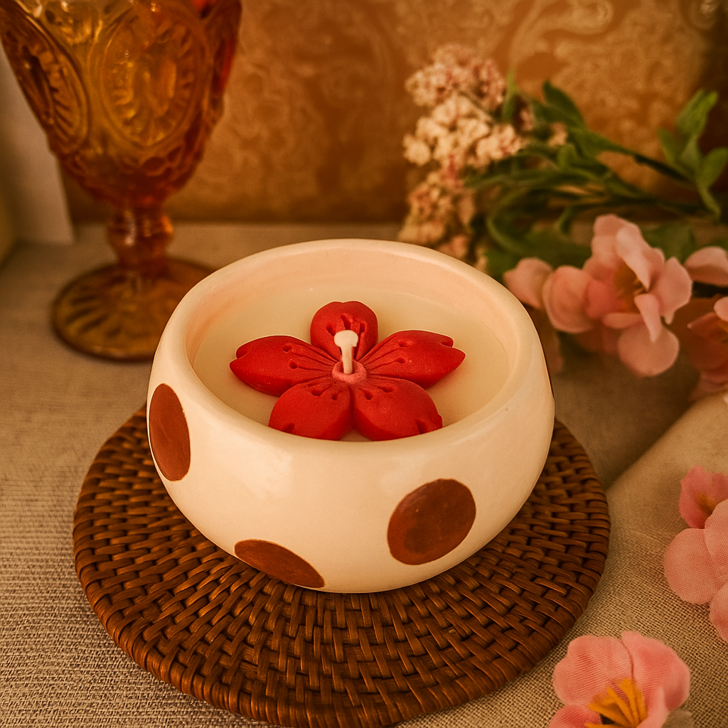 top view of Ceramic Soy Candle Pot-rose